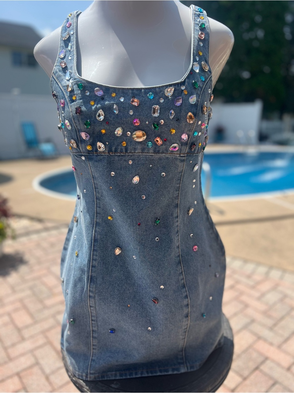 Vici instant joy embellished denim mini dress - Picture 5 of 8
